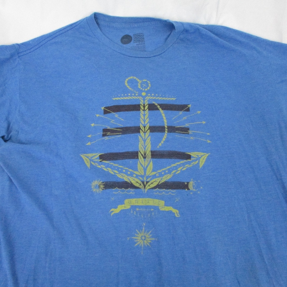 Blue Shirt with Graphic Design Size XL